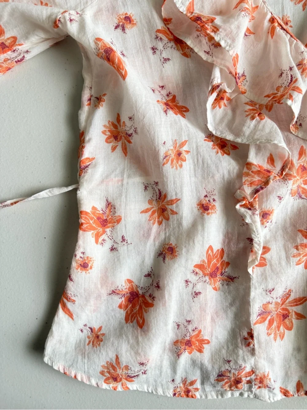 Free People Amanda Wrap Top M Ivory Combo Floral Boho